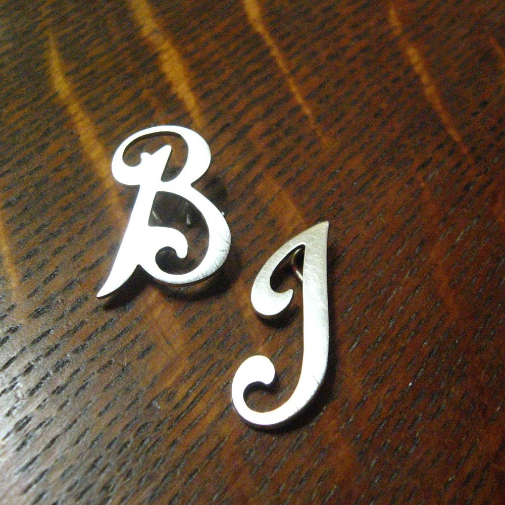 🛍 BJ Vintage 1950's Initials Silver Emblems